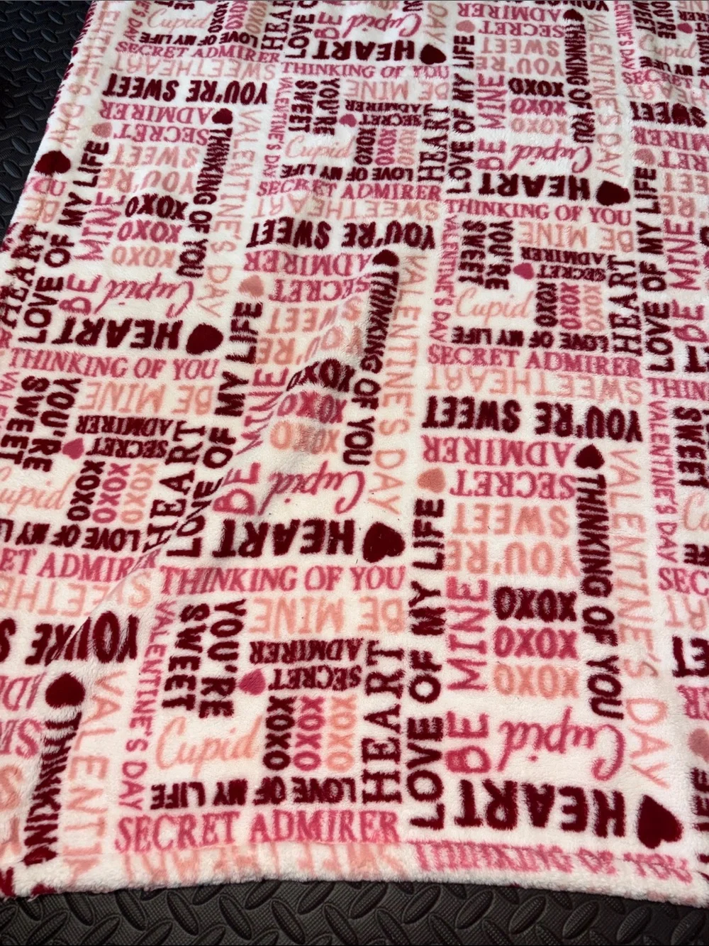 Valentine's Fleece Throw Blanket - Pink & Red Text Print